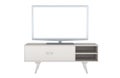 Smart TV set with white screen on stand for TV set. White color, front view. 3D rendering Royalty Free Stock Photo