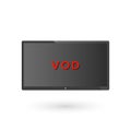 Smart TV with the text: `VOD`. Concept of streaming television, web television, video on demand. Vector illustration, flat design Royalty Free Stock Photo