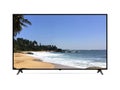 Smart tv with tropical ocean beach on screen Royalty Free Stock Photo