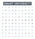 Smart university vector line icons set. Smart, University, Educational, Learning, Intelligent, Innovative, Knowledgeable