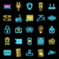 Smart utilities icons set vector neon