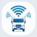 Smart Van with Wireless Connectivity Signal Royalty Free Stock Photo