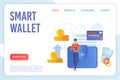 Smart wallet flat vector landing page template