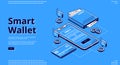 Smart wallet isometric landing page web banner