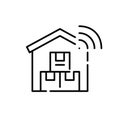 Smart warehouse. Parcel boxes and wi fi symbol. Pixel perfect, editable stroke