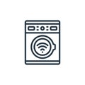 smart washing machine icon vector from internet of things concept. Thin line illustration of smart washing machine editable stroke
