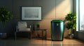 Smart waste basket. Electronic gadget for the home. Open cover.