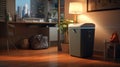 Smart waste basket. Electronic gadget for the home. Open cover.