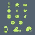 Smart watch with app vector icon set