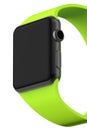 Smart watch black aluminium with green buckle color