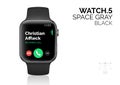 Smart watch with black bracelet realistic vector illustration