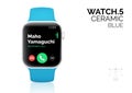 Smart watch with blue bracelet realistic vector illustration