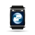 Smart watch blue screen bubble speech icon media Royalty Free Stock Photo