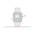 Smart watch. The concept of mobile application interface. Mail client. New unread email. on white background