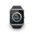 Smart watch with fitness tracker or steps counter app on screen. Vector illustration Royalty Free Stock Photo