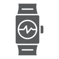 Smart watch glyph icon, clock and digital, gadget sign, vector graphics, a solid pattern on a white background. Royalty Free Stock Photo