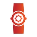 Smart watch icon. Time setting mechanism. Gear technology symbol. Vector digital device. Royalty Free Stock Photo