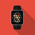Smart watch with icons, concept. Flat design