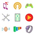 Smart watch icons set, cartoon style Royalty Free Stock Photo