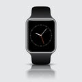 Smart watch with icons on white background. Vector illustration.