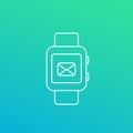 Smart watch with incoming message mail linear icon