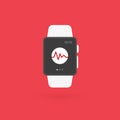 Smart watch isolated. Heartbeat line icon. Vector illustration, flat design