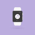 Smart watch isolated. Music icon. Vector illustration, flat design Royalty Free Stock Photo