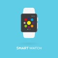 Smart watch isolated. Vector illustration, flat design Royalty Free Stock Photo