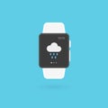 Smart watch isolated. Weather icon. Vector illustration, flat design Royalty Free Stock Photo