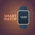 Smart watch isolated on white. Stainless silver . Vector with app. reflected surface. icon screen. face eps