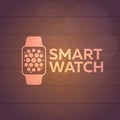 Smart watch isolated on white. Stainless silver . Vector with app. reflected surface. icon screen. face eps
