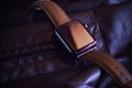 A Smart watch with leather strap Royalty Free Stock Photo