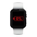 Smart watch with low battery sign on screen