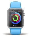 Smart watch mockup. Digital device with statistics app