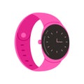 Smart watch with pink plastic band and black retro clock face Royalty Free Stock Photo