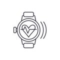 Smart watch with pulse line icon concept. Smart watch with pulse vector linear illustration, symbol, sign Royalty Free Stock Photo