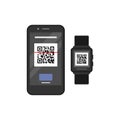 smart watch and smart phone Royalty Free Stock Photo