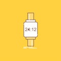 smart watch, smartwatch, watch, apple, android Flat Line Filled Icon. Beautiful Logo button over yellow background for UI and UX,