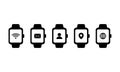 Smart watch and technology functions icon. With wifi, message, contacts, location and internet sign. Vector on isolated white Royalty Free Stock Photo