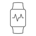 Smart watch thin line icon, electronic and digital