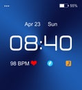 Smart watch. Time, date, heart rate and icons