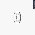 Smart watch video, linear style sign for mobile concept and web design Royalty Free Stock Photo