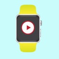 Smart watch with video player icon Royalty Free Stock Photo