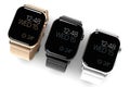 3 smart watches - Apple Watch 4, all colors, angle