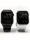 2 smart watches - Apple Watch 4, silver and black, on white Royalty Free Stock Photo