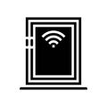 smart window sensor home glyph icon vector illustration