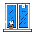 smart window sensor home icon color illustration
