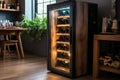 smart wine fridge with adjustable temperature settings Royalty Free Stock Photo