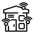 Smart wireless home icon outline vector. Voice control system