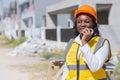 Smart women worker, Professional construction engineer builder foreman contractor work control operate construction site in Royalty Free Stock Photo